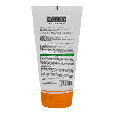 CUTE PLUS WSHITE SERIES VITAMIN-C 3 IN  1 -WASH +SCRUB+MASK