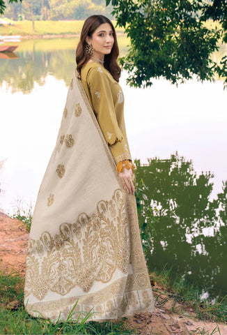 ONORA BY HUMDUM EMBROIRERED KHADER WITH JACQUARD SHAWL D-09