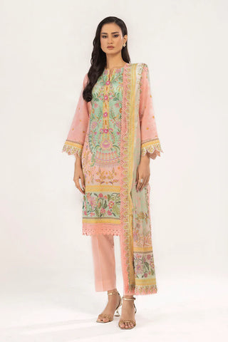 GUL AHMED -3 Piece Unstitched Printed Lawn Suit Schiffli Lace with Printed Lawn Dupatta CL-52097