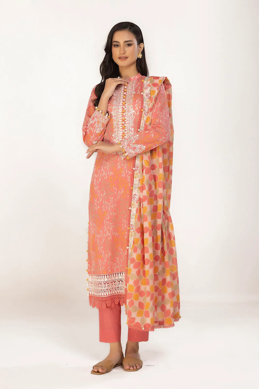 GUL AHMED -3 Piece Unstitched Embroidered Printed Lawn Suit CL-52001