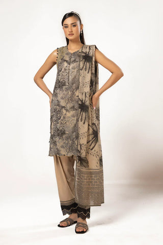 GUL AHMED -3 Piece Unstitched Embroidered Printed Lawn Suit with Printed Lawn Dupatta CL-52431