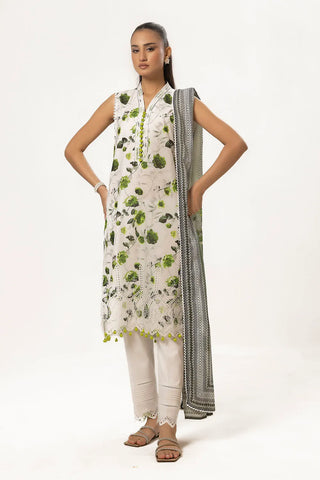 GUL AHMED-3 Piece Unstitched Schiffli Embroidered Lawn Suit with Printed Lawn Dupatta CL-52481