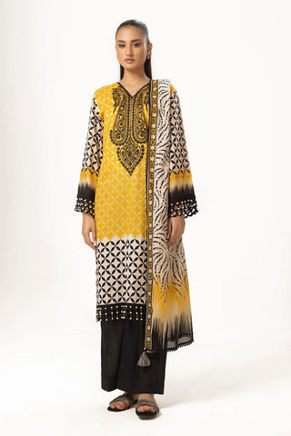 GUL AHMED-3 Piece Unstitched Embroidered Printed Lawn Suit with Printed Lawn Dupatta CL-52316