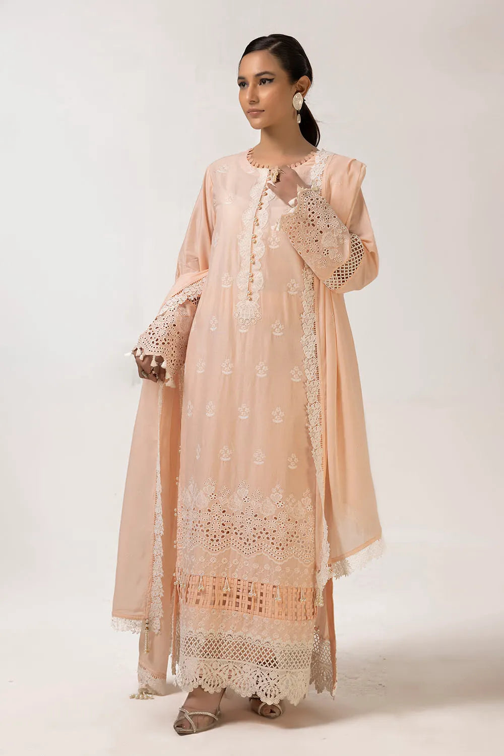 GUL AHMED-3 Piece Unstitched Schiffli Embroidered Printed Lawn Suit with Embroidered Lawn Dupatta CL-52398