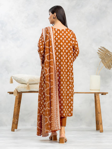 EDENROBE-29166-3P Unstitched Rust Printed Viscose 3 Piece