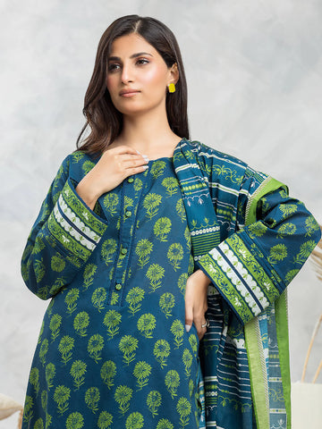 EDENROBE-EWU24A4-29234-3P Unstitched Blue & Green Printed Viscose 3 Piece