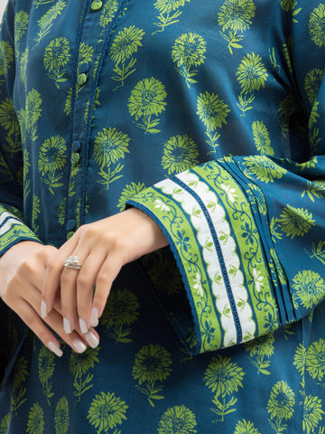 EDENROBE-EWU24A4-29234-3P Unstitched Blue & Green Printed Viscose 3 Piece