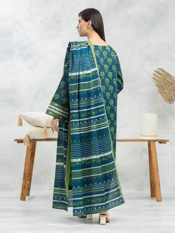 EDENROBE-EWU24A4-29234-3P Unstitched Blue & Green Printed Viscose 3 Piece