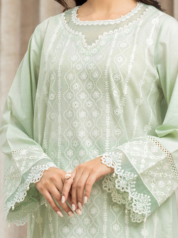 EDENROBE-30056-3P Unstitched Light Green Embroidered Cambric 3 Piece