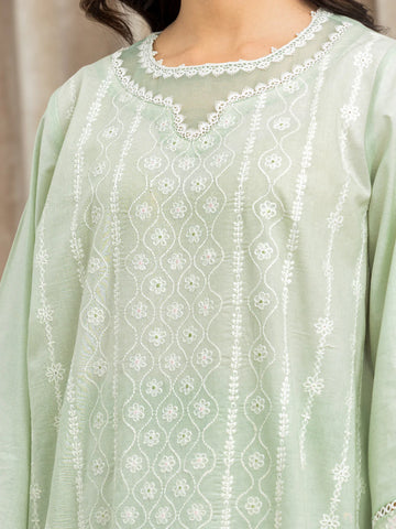 EDENROBE-30056-3P Unstitched Light Green Embroidered Cambric 3 Piece