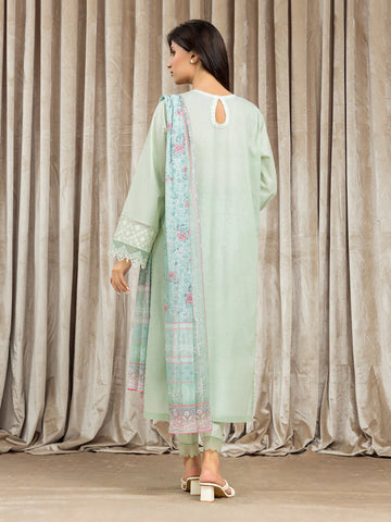 EDENROBE-30056-3P Unstitched Light Green Embroidered Cambric 3 Piece