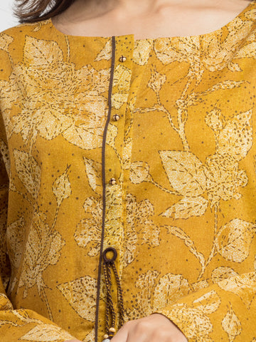 EDENROBE-28520-Unstitched Mustard Printed Cambric 3 Piece