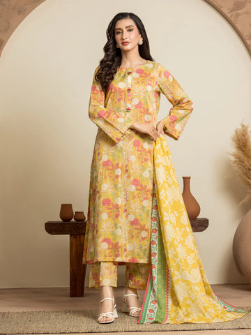 EDENROBE-28554-Unstitched Yellow Multi Printed Cambric 3 Piece