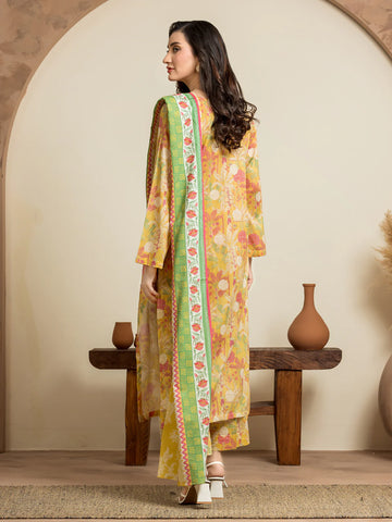 EDENROBE-28554-Unstitched Yellow Multi Printed Cambric 3 Piece