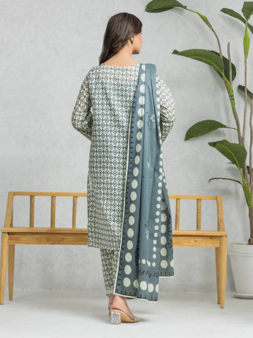 EDENROBE-29005-Unstitched Light Green Printed Cambric 3 Piece