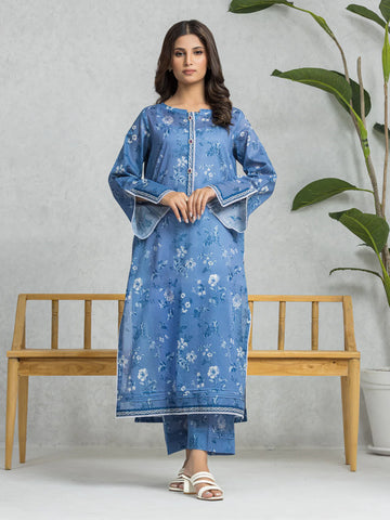 EDENROBE-29024-Unstitched Denim Blue Printed Cambric 3 Piece