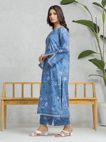 EDENROBE-29024-Unstitched Denim Blue Printed Cambric 3 Piece