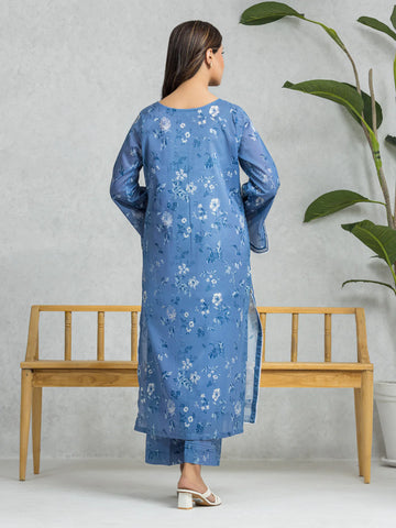EDENROBE-29024-Unstitched Denim Blue Printed Cambric 3 Piece