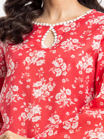 EDENROBE-29034-3P Unstitched Pink Printed Cambric 3 Piece