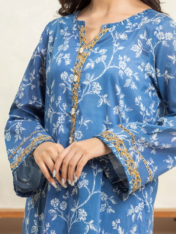 EDENROBE-29038-Unstitched Blue Printed Cambric 3 Piece