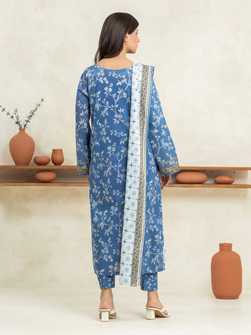 EDENROBE-29038-Unstitched Blue Printed Cambric 3 Piece