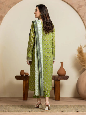 EDENROBE-29238-Unstitched Parrot Green Printed Cambric 3 Piece