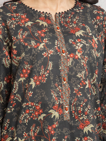 EDENROBE-29636-Unstitched Black Multi Printed Cambric 3 Piece