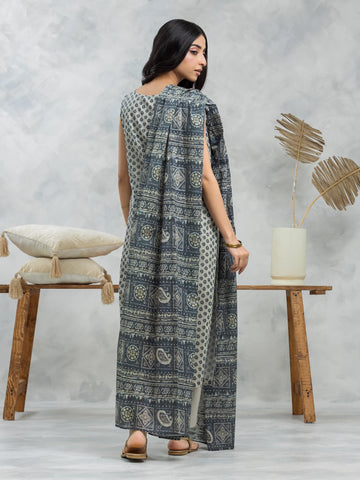 EDENROBE-28092-Unstitched Beige & Grey Printed Khaddar 3 Piece