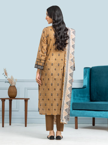 EDENROBE-28151-Unstitched Light Brown Printed Khaddar 3 Piece