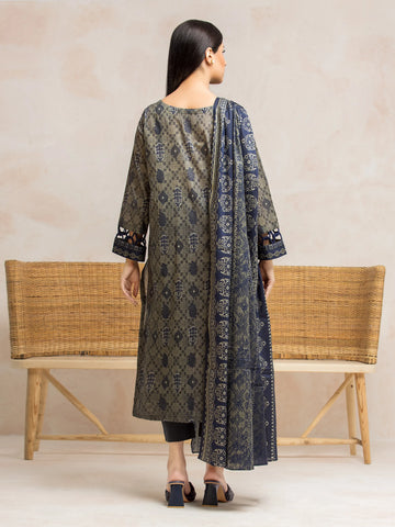 EDENROBE-28211-Unstitched Sage Green Printed Khaddar 3 Piece