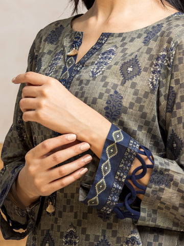 EDENROBE-28211-Unstitched Sage Green Printed Khaddar 3 Piece