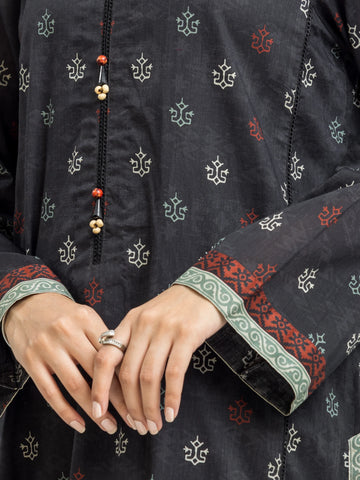 EDENROBE-28444-Unstitched Black Printed Khaddar 3 Piece