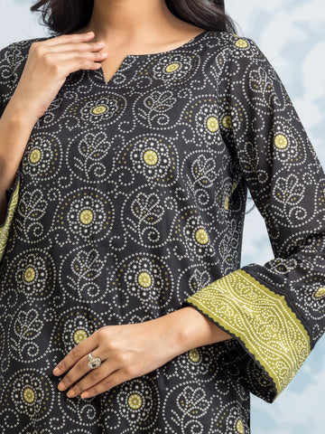 EDENROBE-28457-Unstitched Black Printed Khaddar 3 Piece