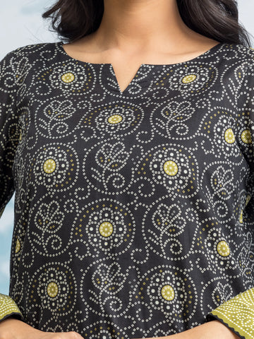 EDENROBE-28457-Unstitched Black Printed Khaddar 3 Piece
