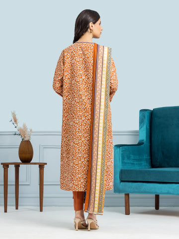 EDENROBE-29305-Unstitched Cream & Rust Printed Khaddar 3 Piece