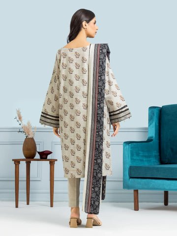 EDENROBE-29314-Unstitched Beige Printed Khaddar 3 Piece