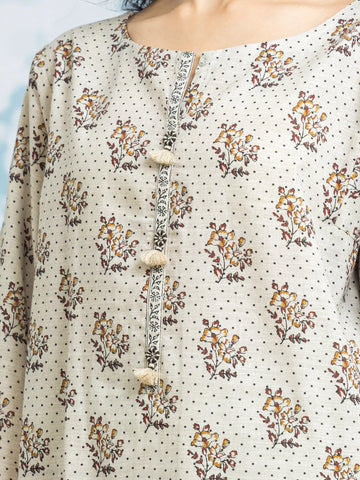 EDENROBE-29314-Unstitched Beige Printed Khaddar 3 Piece