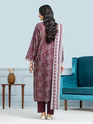 EDENROBE-29317-Unstitched Plum Printed Khaddar 3 Piece