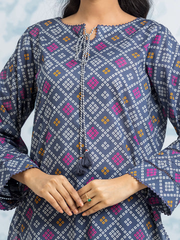 EDENROBE-29321-Unstitched Blue Printed Khaddar 3 Piece