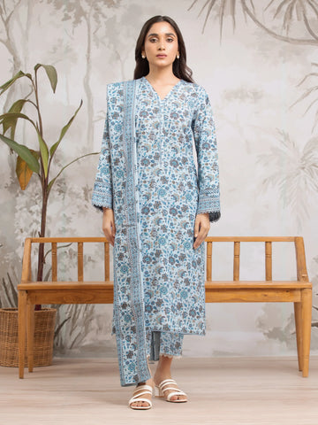 EDENROBE-29325-Unstitched Sky Blue Printed Khaddar 3 Piece