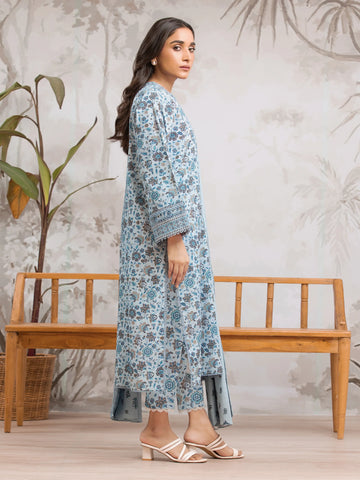 EDENROBE-29325-Unstitched Sky Blue Printed Khaddar 3 Piece