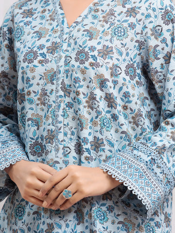 EDENROBE-29325-Unstitched Sky Blue Printed Khaddar 3 Piece