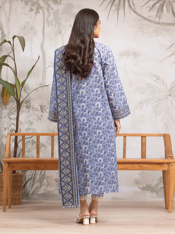EDENROBE-29326-Unstitched Mid Blue Printed Khaddar 3 Piece
