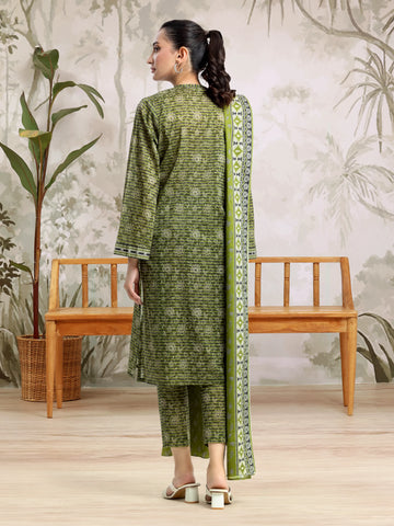 EDENROBE-29510-Unstitched Olive Printed Khaddar 3 Piece