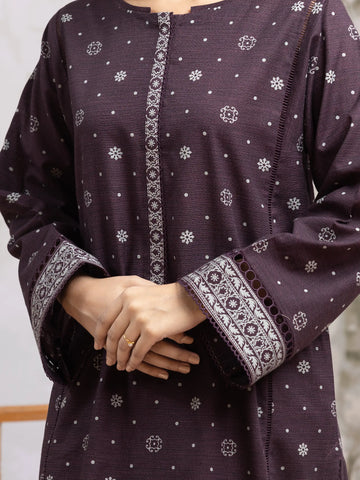 EDENROBE-29585-Unstitched Dark Purple Printed Khaddar 3 Piece