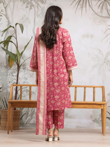 EDENROBE-29588-Unstitched Pink Printed Khaddar 3 Piece