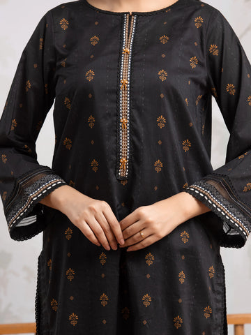 EDENROBE-29591-Unstitched Black Printed Khaddar 3 Piece