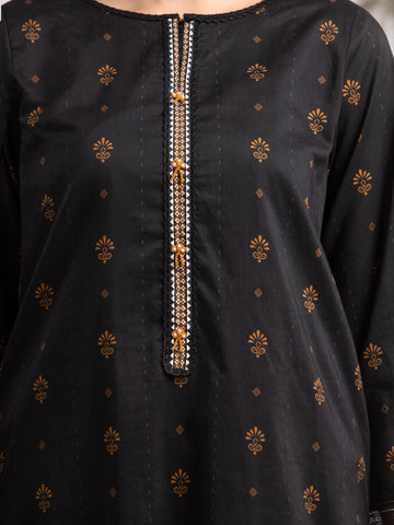 EDENROBE-29591-Unstitched Black Printed Khaddar 3 Piece