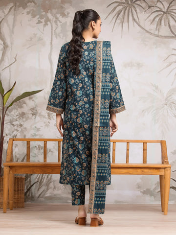 EDENROBE-29594-Unstitched Dark Teal Printed Khaddar 3 Piece