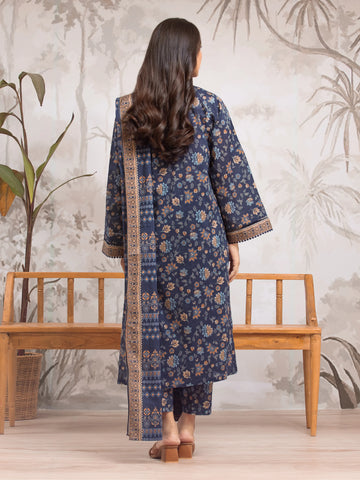 EDENROBE-29596-Unstitched Navy Blue Printed Khaddar 3 Piece